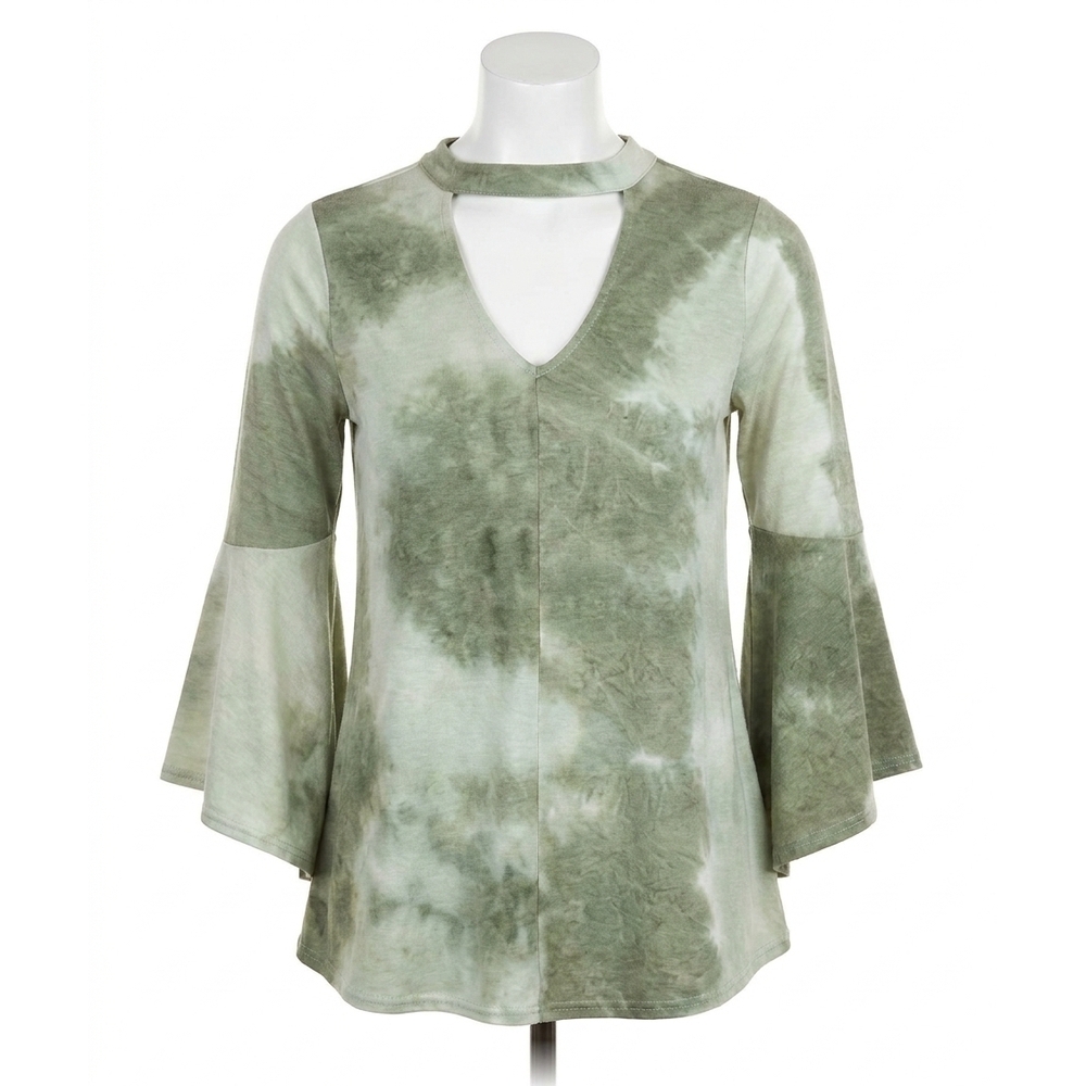 NEW UMGEE tie dye bell sleeve top in sage